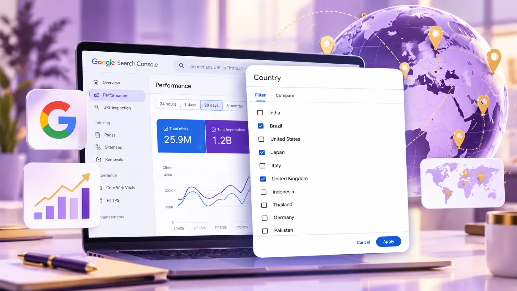 Google Search Console country filter Update